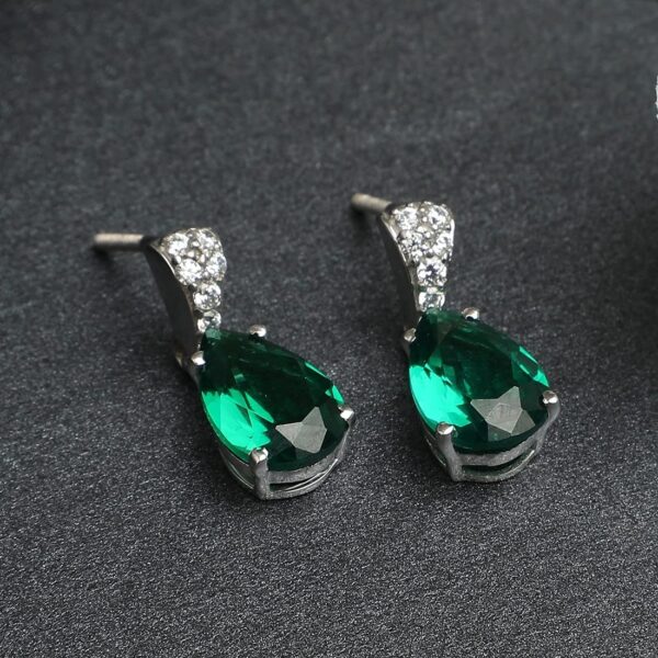 925 Sterling Silver Dark Green Tear Drop Pendant Earring Chain Jewellery Set | R | eBay