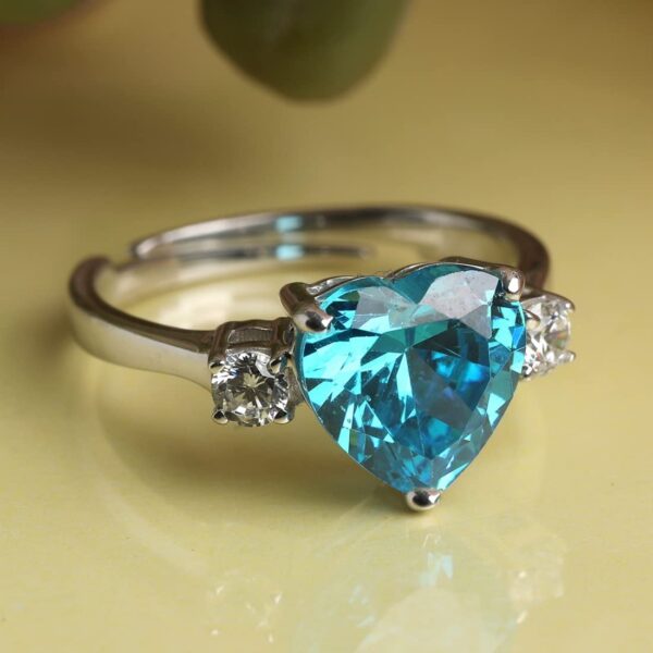 925 Sterling Silver Heart Stone Ring with Adjustable Band | Gift for Women Wife | eBay