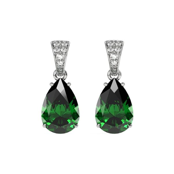925 Sterling Silver Dark Green Tear Drop Pendant Earring Chain Jewellery Set | R | eBay - Image 3