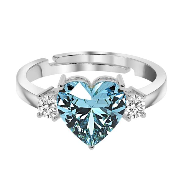 925 Sterling Silver Heart Stone Ring with Adjustable Band | Gift for Women Wife | eBay - Image 2