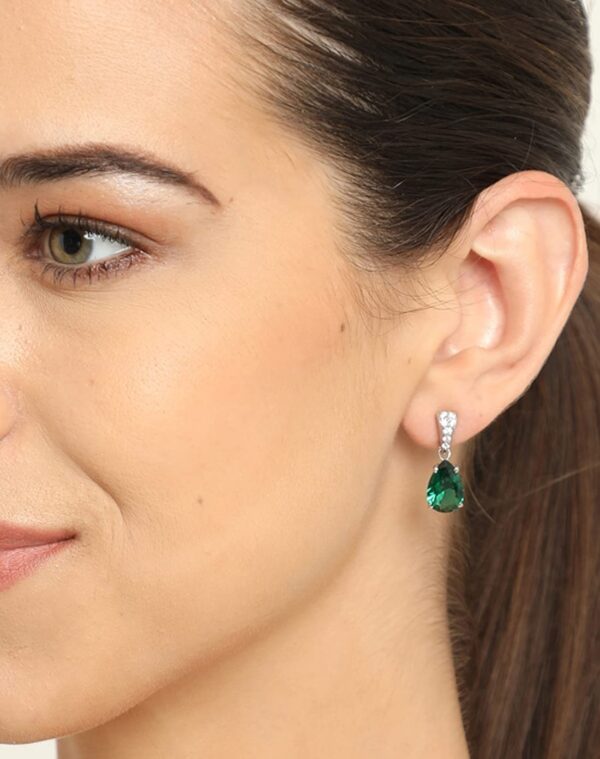 925 Sterling Silver Dark Green Tear Drop Pendant Earring Chain Jewellery Set | R | eBay - Image 4