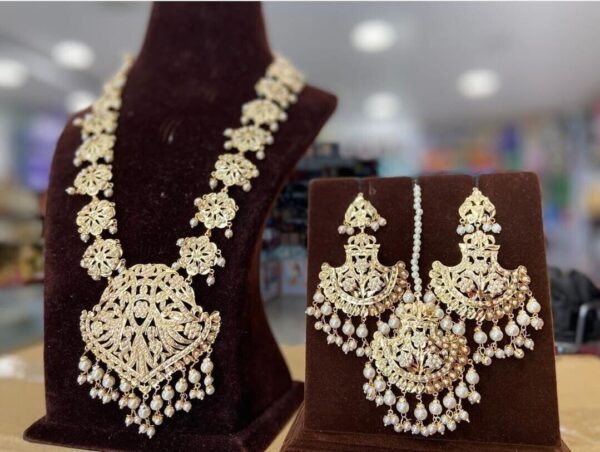 Long Rani Haar Gold Plated Mirror Kundan Jewelry Party Wear Jewelry Set Necklace | eBay - Image 2