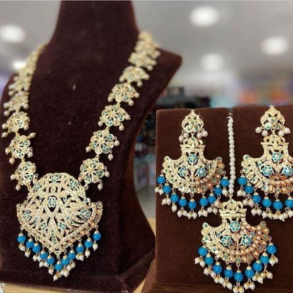 Long Rani Haar Gold Plated Mirror Kundan Jewelry Party Wear Jewelry Set Necklace | eBay - Image 3