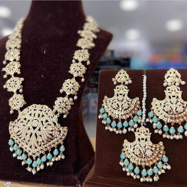 Long Rani Haar Gold Plated Mirror Kundan Jewelry Party Wear Jewelry Set Necklace | eBay - Image 5