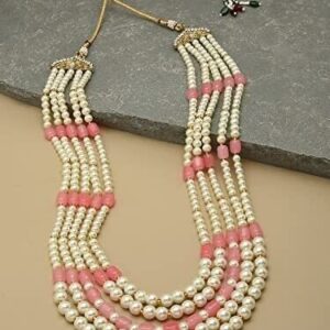 Pink Beaded Multilayered Long Traditional Necklace Kundan Jewelry Set Women | eBay