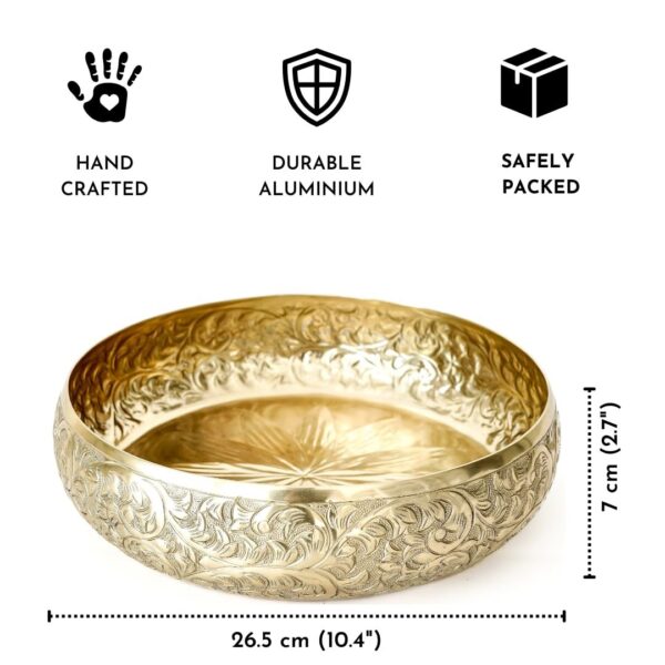 Classic Golden Aluminium Chitai Design 10 inches Urli Indoor Outdoor Center Tabl | eBay - Image 2