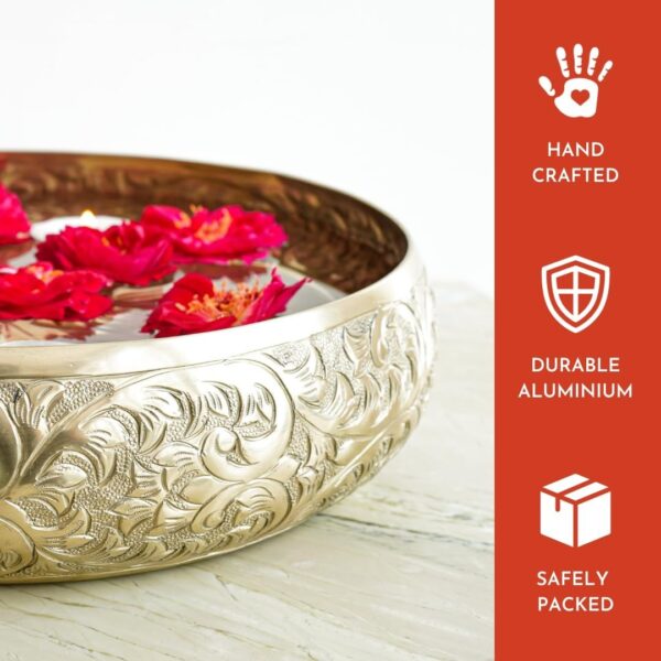 Classic Golden Aluminium Chitai Design 10 inches Urli Indoor Outdoor Center Tabl | eBay - Image 3