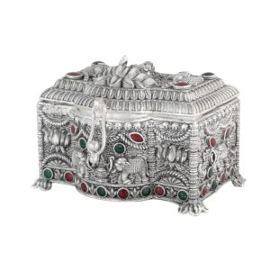 Pure Silver Decorative Maa Laxmi with Intricate Floral & Elephant Engravings Kum | eBay