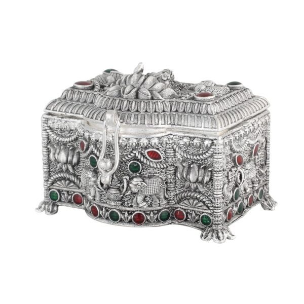 Pure Silver Decorative Maa Laxmi with Intricate Floral & Elephant Engravings Kum | eBay