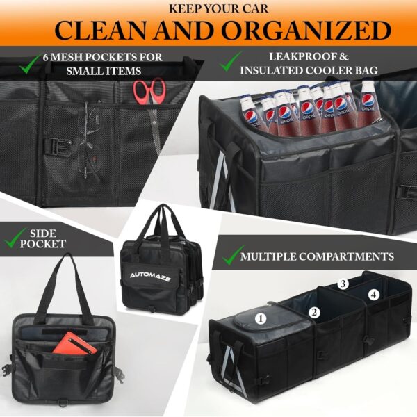 Car Trunk Organizer with Premium Insulation Cooler Bag, Foldable Car Boot Organi | eBay - Image 3
