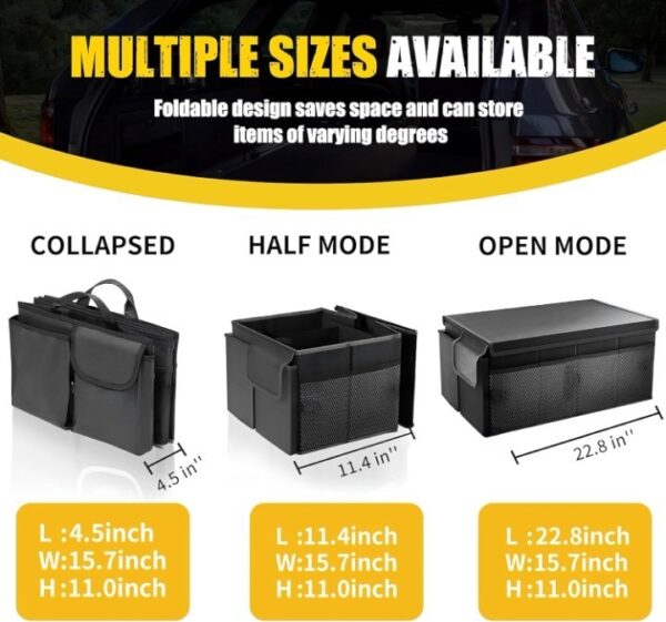 Automobiles Car Trunk Organizer Bag with Lid Large Size Multi Compartment Car O | eBay - Image 3