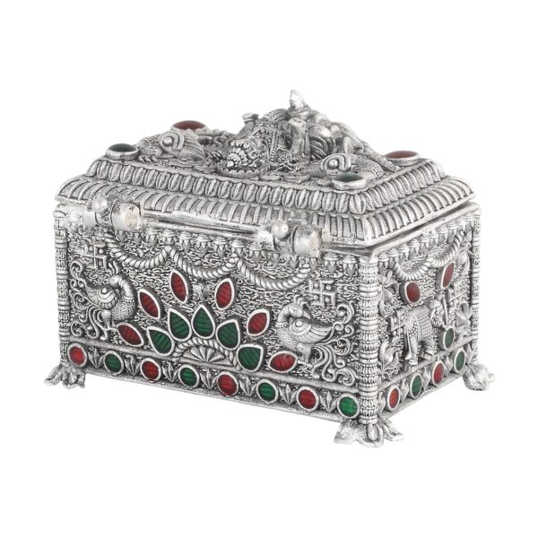 Pure Silver Decorative Maa Laxmi with Intricate Floral & Elephant Engravings Kum | eBay - Image 4
