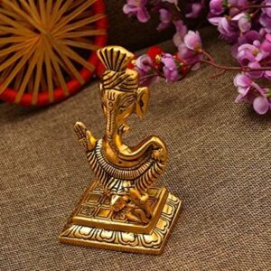 Metal Lord Ganesha Statue Golden Brass Hindu God Ganesh Ganpati Sitting Idol Ble | eBay