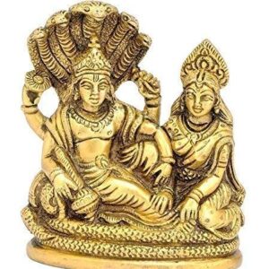 River Hindu God Lord Vishnu and Goddess Lakshmi Seated on Sheshnag Metal Statue | eBay