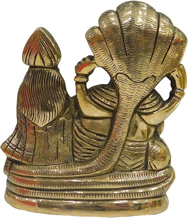 River Hindu God Lord Vishnu and Goddess Lakshmi Seated on Sheshnag Metal Statue | eBay - Image 5