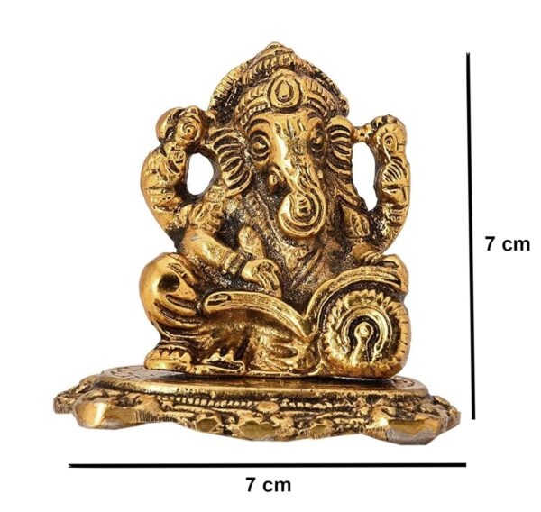 Metal Lord Ganesha Statue Golden Brass Hindu God Ganesh Ganpati Sitting Idol Ble | eBay - Image 3