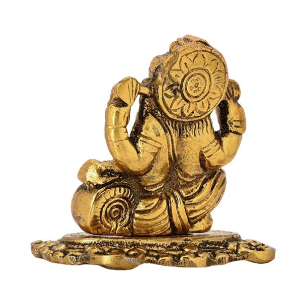 Metal Lord Ganesha Statue Golden Brass Hindu God Ganesh Ganpati Sitting Idol Ble | eBay - Image 4
