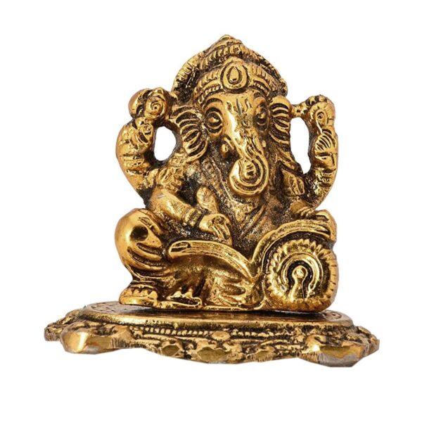 Metal Lord Ganesha Statue Golden Brass Hindu God Ganesh Ganpati Sitting Idol Ble | eBay - Image 5