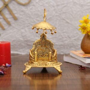 India Metal Singhasan Oval Shaped for Ganesha Krishna God Idols - Gold Plated L | eBay