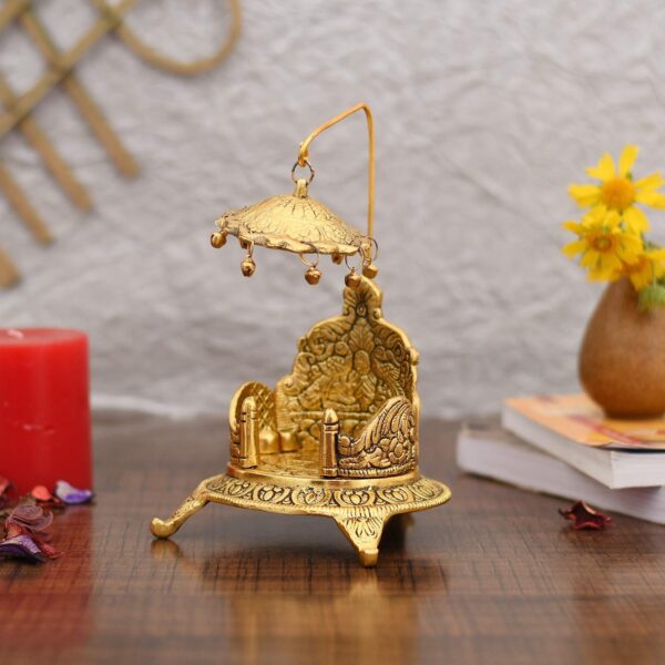 India Metal Singhasan Oval Shaped for Ganesha Krishna God Idols - Gold Plated L | eBay - Image 2