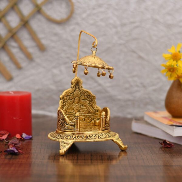 India Metal Singhasan Oval Shaped for Ganesha Krishna God Idols - Gold Plated L | eBay - Image 5