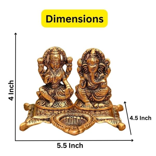 Laxmi Ganesh murti Idol Ganesha Diya puja Deepak - Metal Lakshmi Ganesh Statue | eBay - Image 3