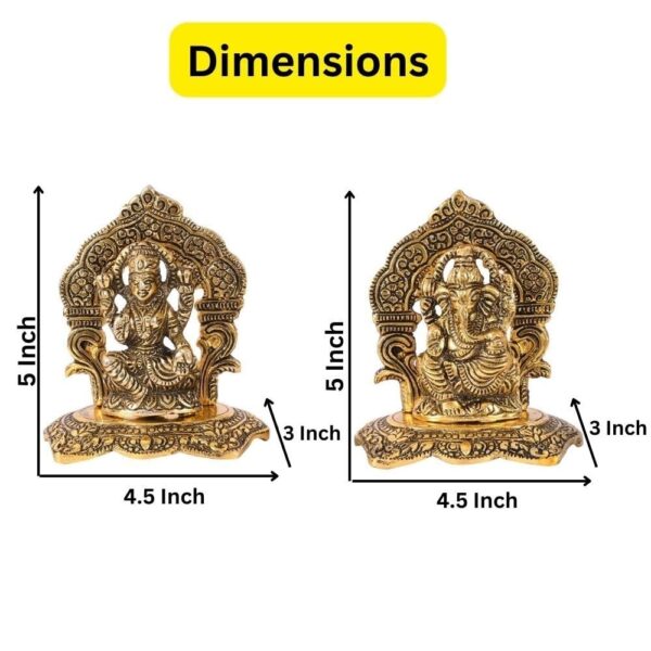 Laxmi Ganesh Set Idol Showpiece Metal Gold Plated Lakshmi Ganesha Idols for Diw | eBay - Image 2