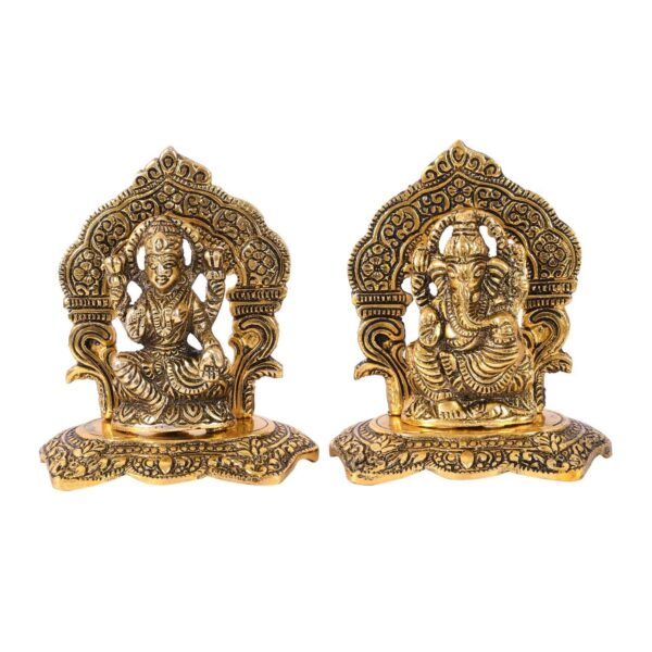 Laxmi Ganesh Set Idol Showpiece Metal Gold Plated Lakshmi Ganesha Idols for Diw | eBay - Image 5
