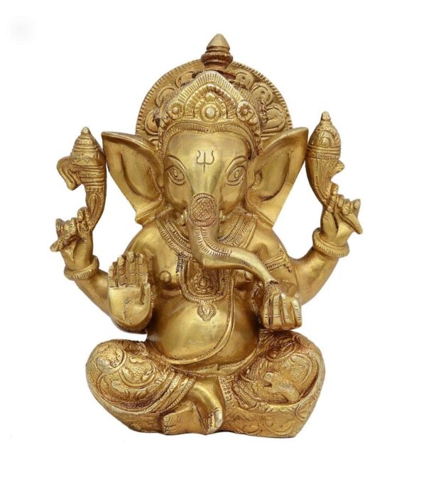 Brass Ganesh Idol, Hindu God Statue, Diwali Gift, Gold Brass Ganesha Murti for H | eBay