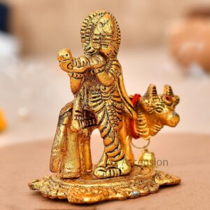 Handicraft Lord Krishna with Playing Flute On Kamdhenu Cow Idol Statue Hindu God | eBay