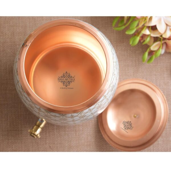 Copper Water Dispenser with Tap & Lid - 10 Liters, Block Print Design, Ideal for | eBay - Image 2