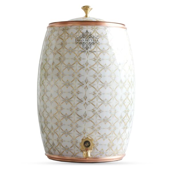 Copper Water Dispenser with Tap & Lid - 10 Liters, Block Print Design, Ideal for | eBay - Image 3