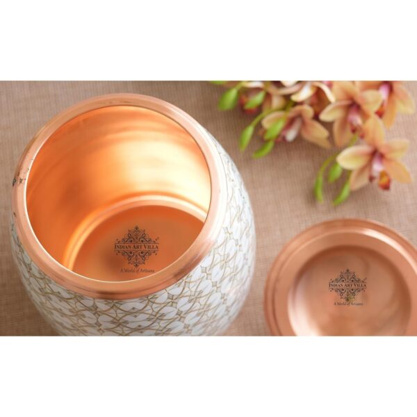 Copper Water Dispenser with Tap & Lid - 10 Liters, Block Print Design, Ideal for | eBay - Image 4