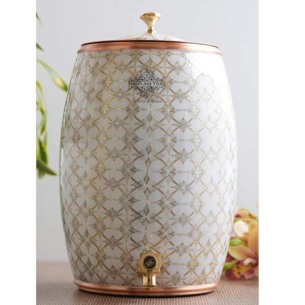 Copper Water Dispenser with Tap & Lid - 10 Liters, Block Print Design, Ideal for | eBay - Image 5