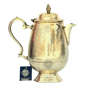 Pure Brass Water jug Oval Shaped with Lid (1400 ml Gold) for Storage & Serving W | eBay