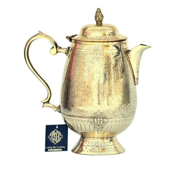 Pure Brass Water jug Oval Shaped with Lid (1400 ml Gold) for Storage & Serving W | eBay