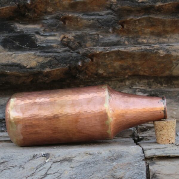 Hand Hammered Vintage Pure Copper Water Bottle With Wooden Cork, Ideal Drinkware | eBay - Image 3