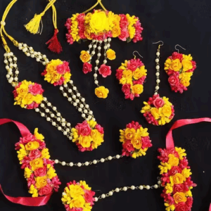 Pink Flower Jewellery Set for Haldi Baby Shower Mehendi Godbharai for Women's | eBay