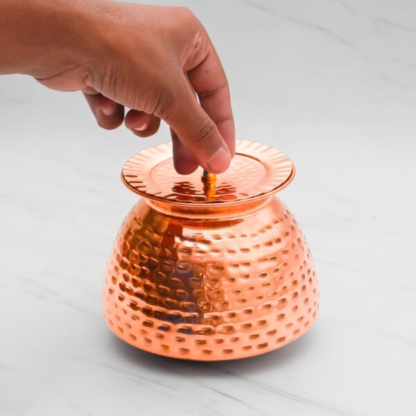 Copper Lota for Water/Pooja | Copper Utensil with Lid | Slice Hammered Finish Wa | eBay - Image 4