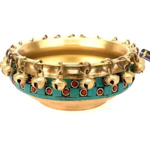 Gemstone Work 6 Inch Brass Urli Ethnic Traditional Bowl With Bells, Gemstone Wor | eBay