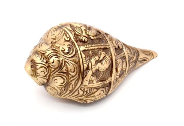 Ganesha Carving Brass Shankh Showpiece, Attractive Brass Conch for Temple/Home, | eBay - Image 3