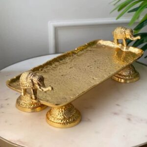 Vintage to Vogue Elephant Metal Brass Finish Gold Color Rectangular Serving Tray | eBay