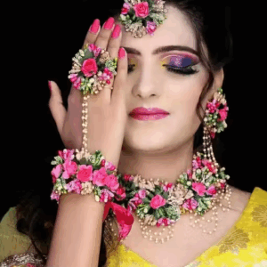 Green artificial flower jewelry set including beautiful necklace, matching earr | eBay