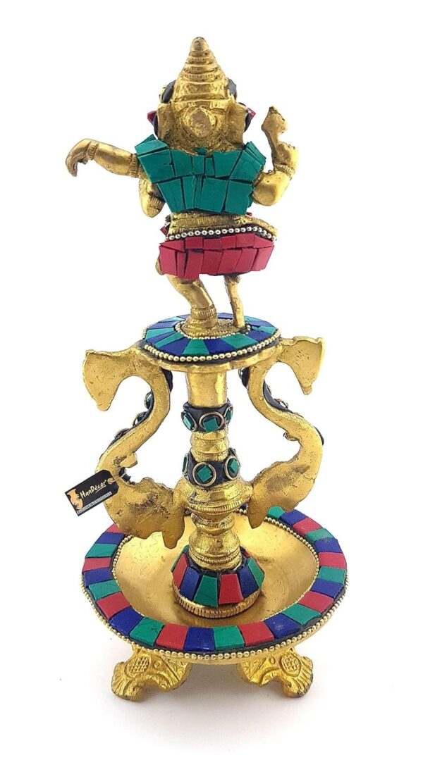 8 Inches Dancing Ganesha Gemstone Work Brass Oil Diya, Brass Lamps for Home , Di | eBay - Image 4