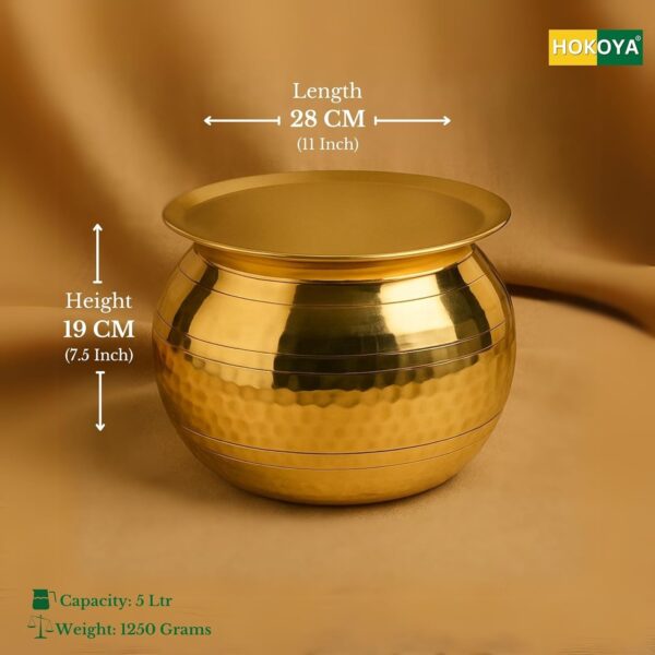 Pure Brass Handi with Lid (1L) | Traditional Pital Cooking Pot for Kitchen & Bir | eBay - Image 2