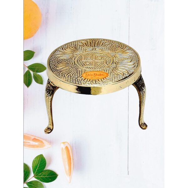 Brass Decorative Round Pooja Kamatshi Diya Stool (Stand)| Brass Chowki | God Dee | eBay - Image 3