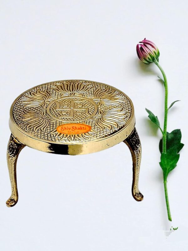 Brass Decorative Round Pooja Kamatshi Diya Stool (Stand)| Brass Chowki | God Dee | eBay - Image 4