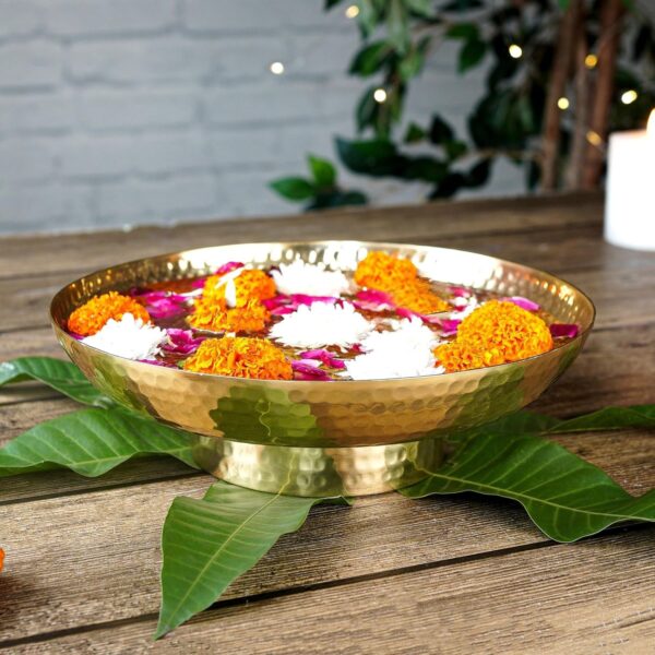 Aluminium Hammered Design 10" inches Urli Indoor Outdoor Center Table Flower Dec | eBay - Image 2