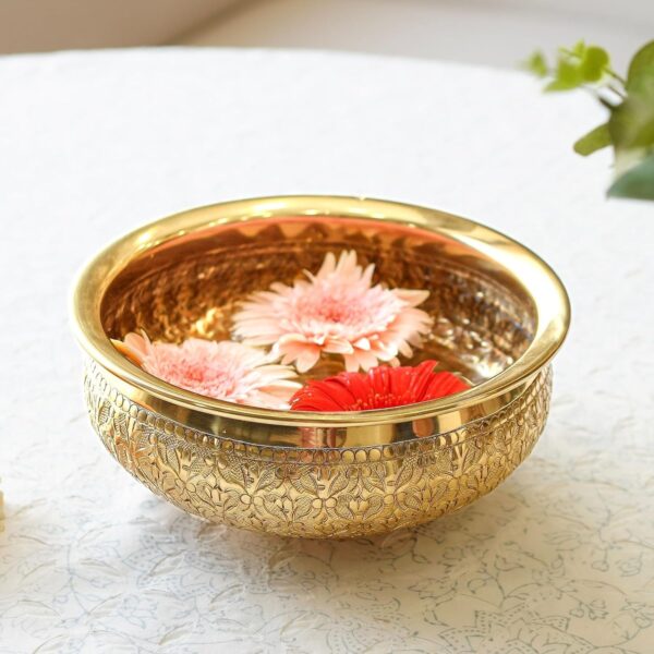 Classic Golden Aluminium Chitai Design 10" inch Urli Indoor Outdoor Center Table | eBay - Image 5