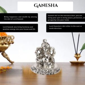 Silver Plated Pagdi Ganesh God Idol Statue Oxidized Finish with Beautiful Velvet | eBay